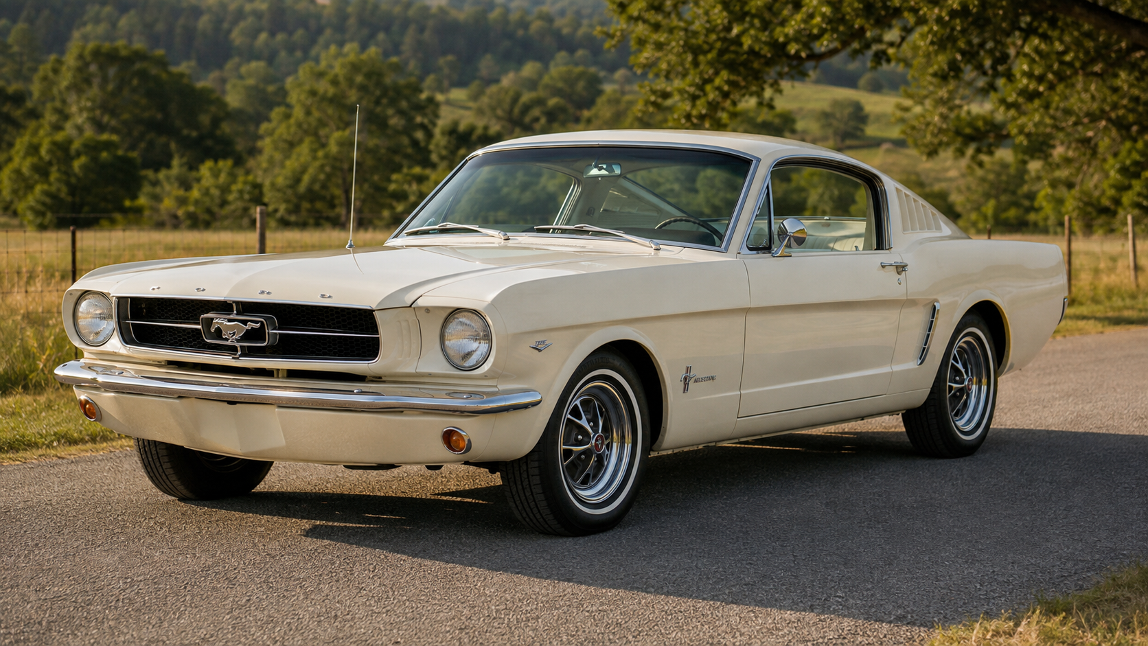 1965 Ford Mustang fastback front three-quarter view