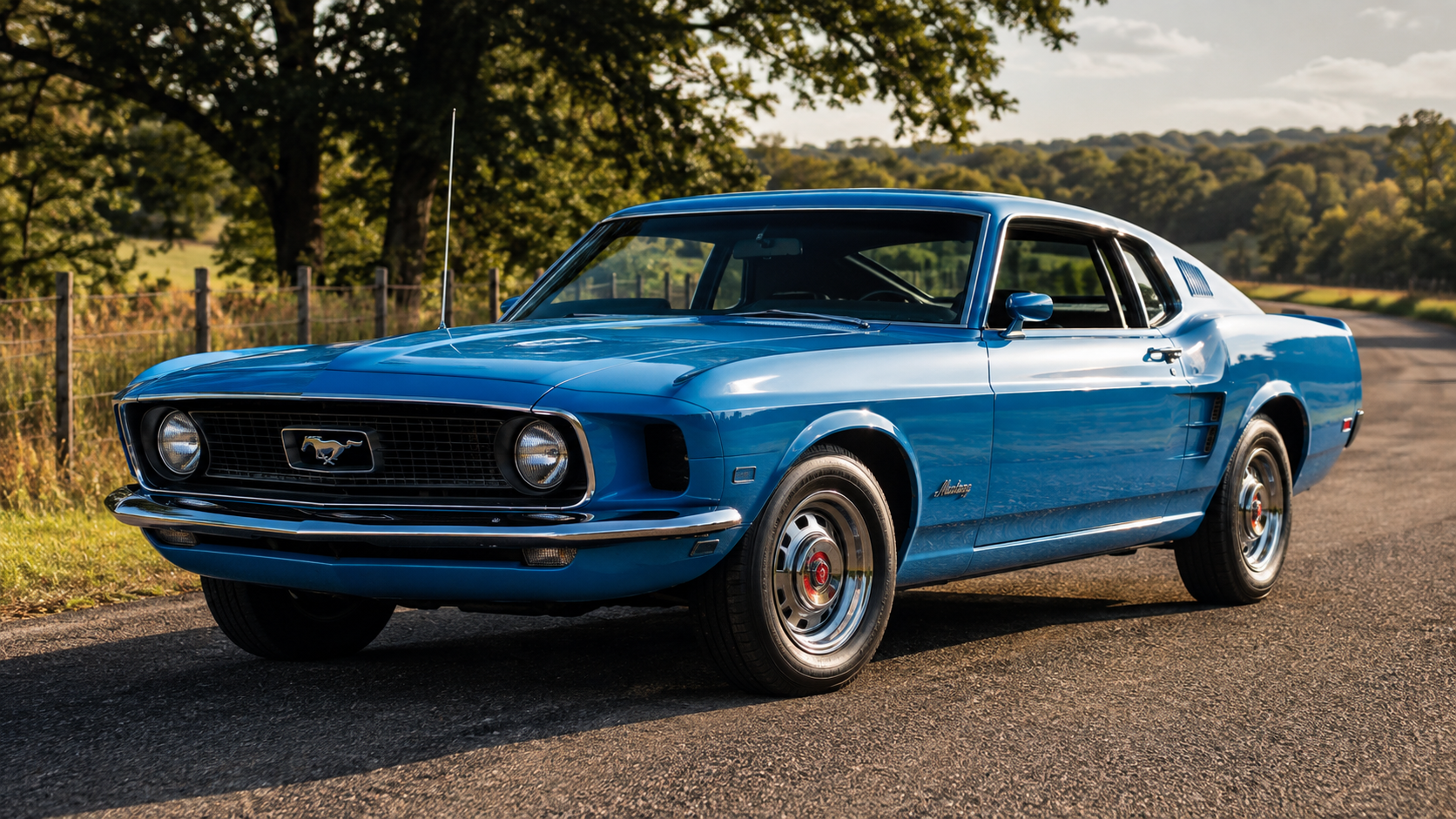 1970 Ford Mustang SportsRoof front three-quarter view