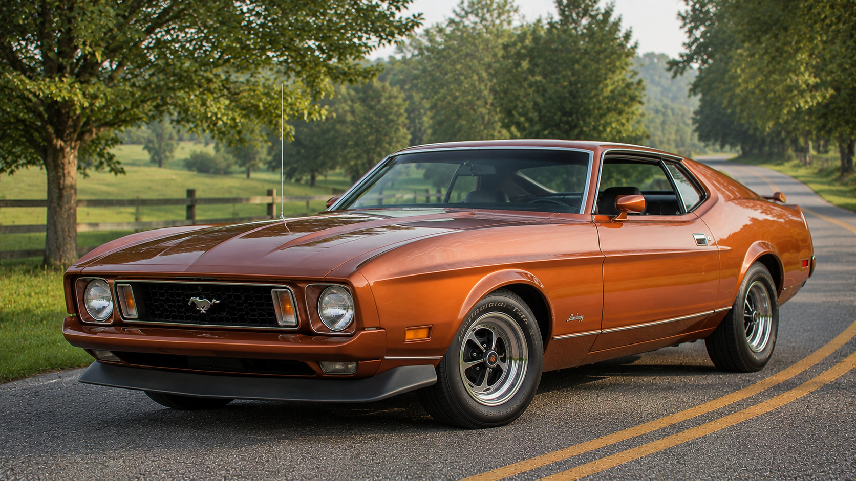 1973 Ford Mustang SportsRoof rear three-quarter view